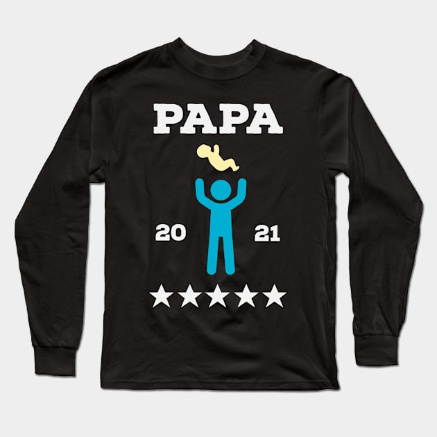 Papa 2021 Future Dad Baby Announcement Men Long Sleeve T-Shirt by Foxxy Merch